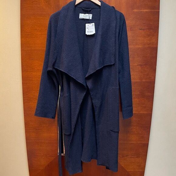 NWT ZARA Wool Shawl Belted Coat XS - Picture 5 of 8